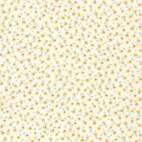 Pattern of small yellow flowers on a white background