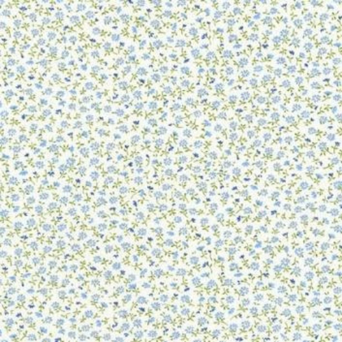 Floral pattern with small blue flowers on a light green background