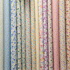 Row of floral fabric swatches in various colours
